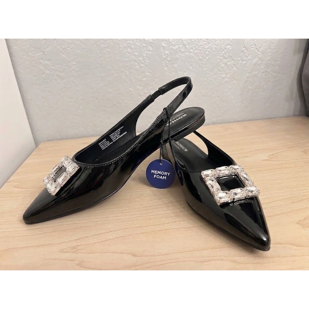 Slingback Crystal Buckle Pointed Toe Flats NWT size 9 Classy Office